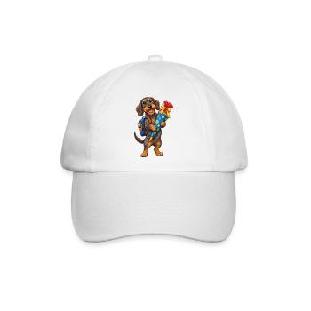 Dackel Schulanfang – Einschulung mit Schultüte - Baseballkappe - Weiß/Weiß - Vorne