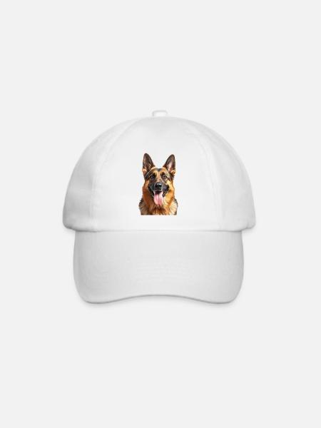 Deutscher Schäferhund – glückliches Porträt - Baseballkappe - Weiß/Weiß