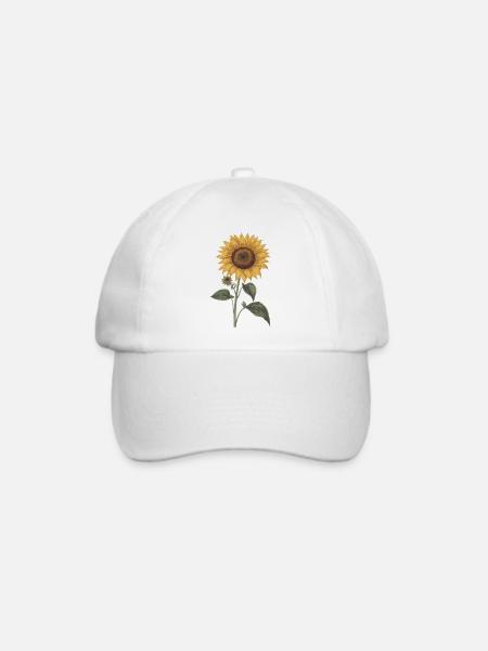 Sonnenblume – Botanical Vintage - Baseballkappe - Weiß/Weiß