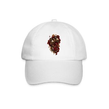 Vintage Opernglas mit roter Rose - Baseballkappe - Weiß/Weiß - Vorne