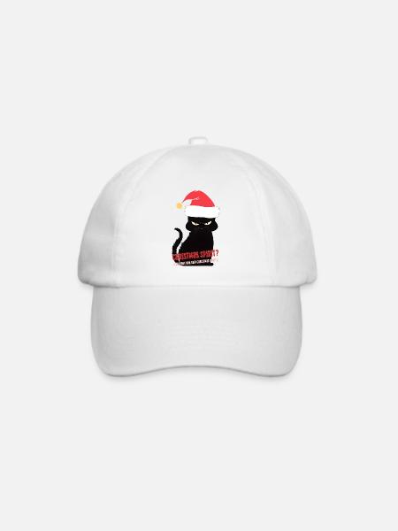 Freche Weihnachtskatze – Weihnachtsgeist oder Geister - Baseballkappe - Weiß/Weiß