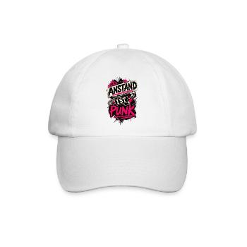 Anstand ist Punk – Pinkes Statement mit Nadel - Baseballkappe - Weiß/Weiß - Vorne