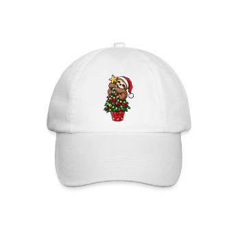 Weihnachten Faultier Tannenbaum Geschenkidee - Baseballkappe - Weiß/Weiß - Vorne