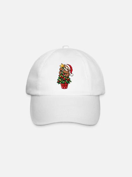 Weihnachten Faultier Tannenbaum Geschenkidee - Baseballkappe - Weiß/Weiß