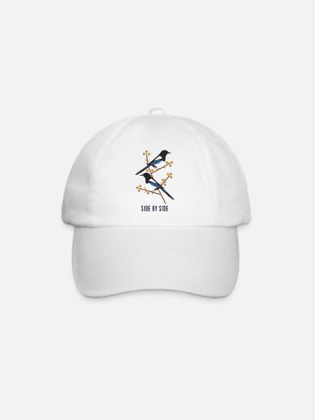 Side by Side – Zwei Vögel - Baseballkappe - Weiß/Weiß