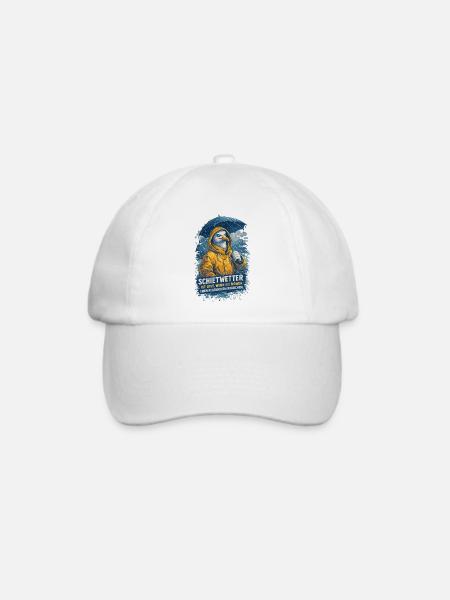 Möwe im Friesennerz - Schietwetter Spruch - Baseballkappe - Weiß/Weiß