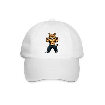 Katzen Fitness / Trainer Katze - Baseballkappe - Weiß/Weiß - Vorne