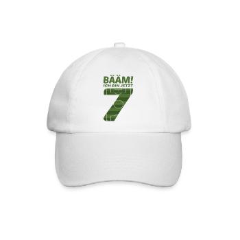 7. Geburtstag Sieben Fußball - Baseballkappe - Weiß/Weiß - Vorne