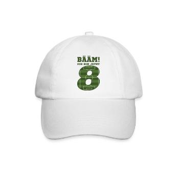 8. Geburtstag Fussball - Baseballkappe - Weiß/Weiß - Vorne