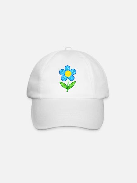 Niedliche Blume – Handgezeichnetes Blumendesign - Baseballkappe - Weiß/Weiß