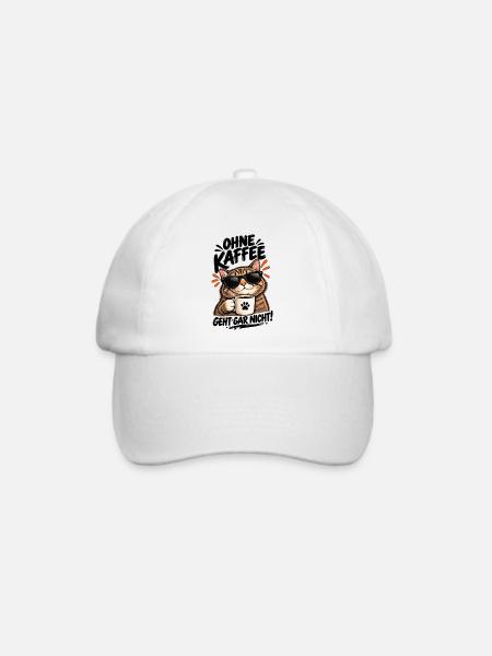 Katzencool Kaffee mit Sonnenbrille - Baseballkappe - Weiß/Weiß