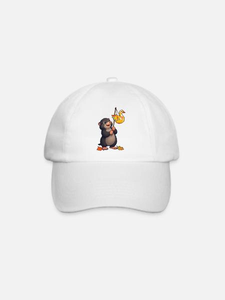 Maulwurf mit fröhlichem Gänse-Lampion - Baseballkappe - Weiß/Weiß