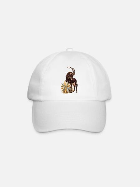 Rappenantilope mit winterlichem Fächerstern - Baseballkappe - Weiß/Weiß