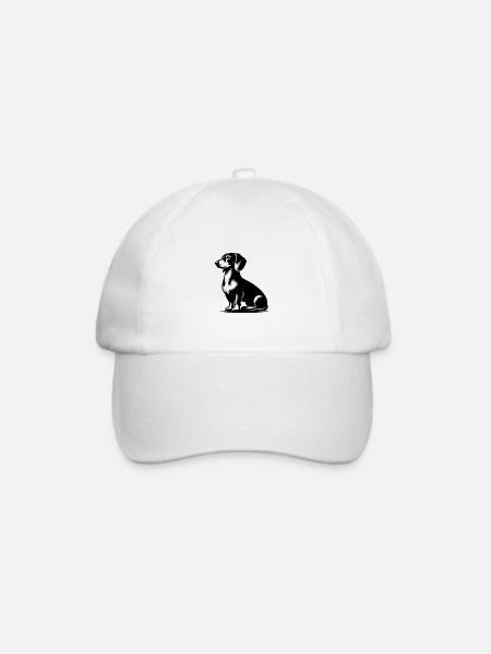 Niedlicher Dackel stilvoller kleiner Jagdhund - Baseballkappe - Weiß/Weiß