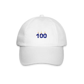 100. Geburtstag - Baseballkappe - Weiß/Weiß - Vorne