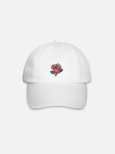 Blühende Schönheit: Rosen-Illustration - Baseballkappe - Weiß/Weiß