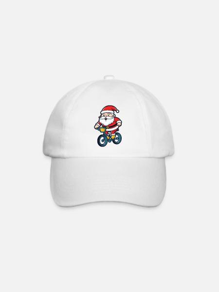 Weihnachtsmann Fahrrad Comic Weihnachten - Baseballkappe - Weiß/Weiß