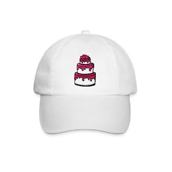 Hochzeitstorte Pink Geschenkidee - Herzen - Baseballkappe - Weiß/Weiß - Vorne