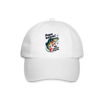 Papa komm wir gehen Angeln springender Barsch - Baseballkappe - Weiß/Weiß - Vorne