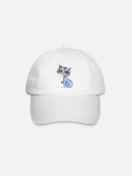 coole Katze - Baseballkappe - Weiß/Weiß