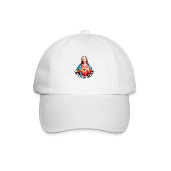 LOVE YOUR ENEMIES Jesus Christus Handsegen LINKS - Baseballkappe - Weiß/Weiß - Vorne
