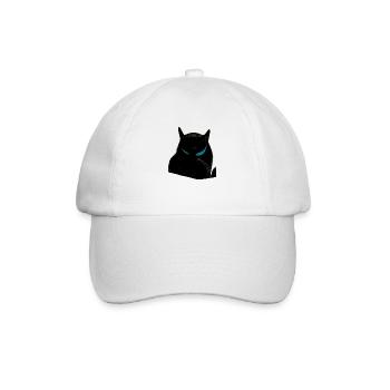 Schwarze Katze mit blauen Augen - Baseballkappe - Weiß/Weiß - Vorne