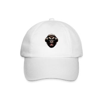Gorilla Affe DJ mit Kopfhörern - Baseballkappe - Weiß/Weiß - Vorne