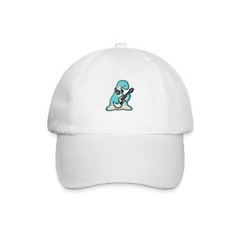 hugadino Dino mit E-Gitarre, süßer Dinosaurier - Baseballkappe - Weiß/Weiß - Vorne