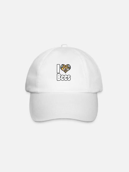 I Love Bees / Bienen / Honig / Nektar / Lieben - Baseballkappe - Weiß/Weiß