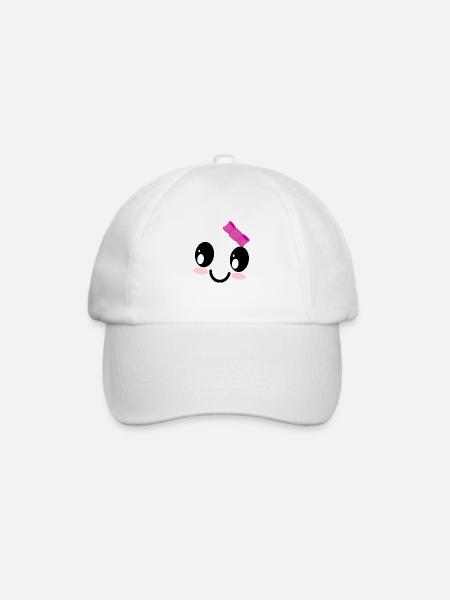 Süßes Mädchen Geister Gesicht Halloween Kostüm - Baseballkappe - Weiß/Weiß