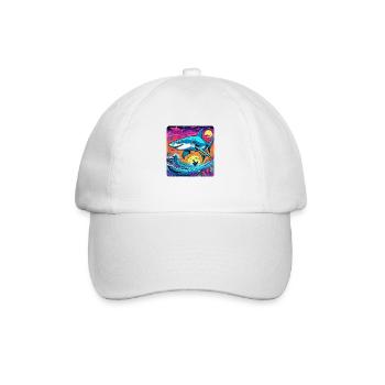 Hai & Sonnenuntergang - Baseballkappe - Weiß/Weiß - Vorne