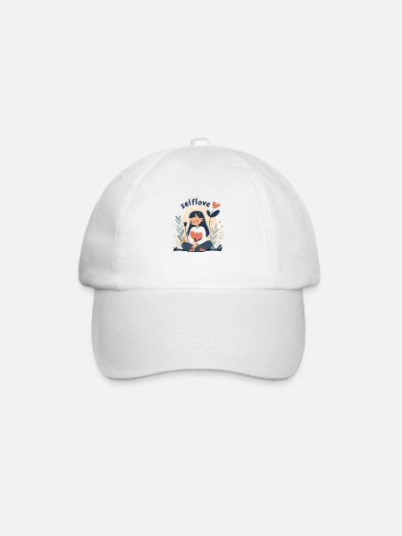 Selbstliebe Mädchen, Liebe dich selbst - Baseballkappe - Weiß/Weiß
