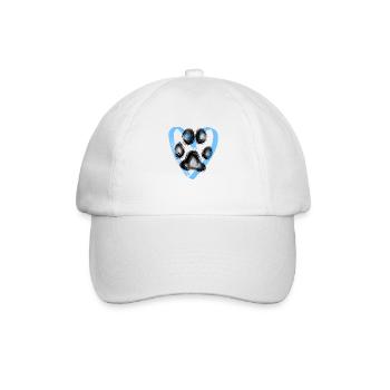 Pfotenabdruck mit Herz, blau - Baseballkappe - Weiß/Weiß - Vorne