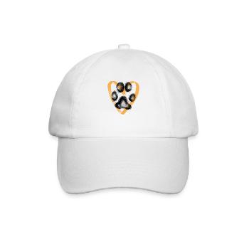 Pfotenabdruck mit Herz, orange - Baseballkappe - Weiß/Weiß - Vorne