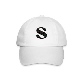 Schottisches Schottenkaro des Monogramms - Baseballkappe - Weiß/Weiß - Vorne