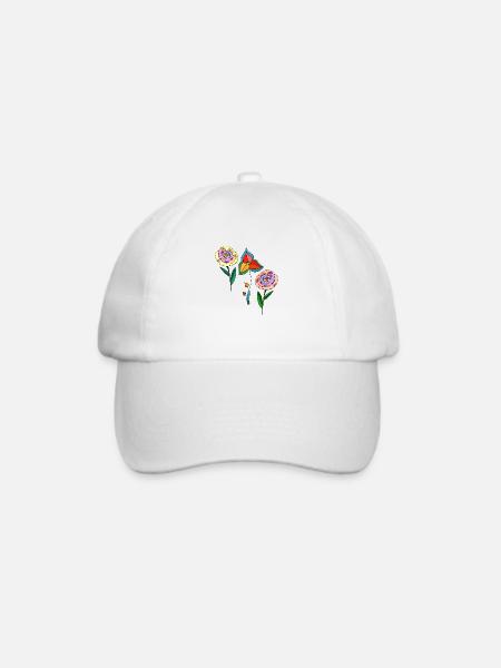Blumen - Baseballkappe - Weiß/Weiß