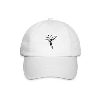 Eleganter Jet Flieger Flugzeug - Baseballkappe - Weiß/Weiß - Vorne