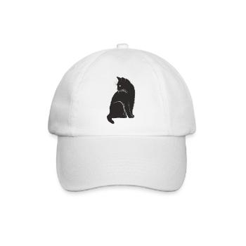 Ausdrucksstarke schwarze Katze. Geschenkidee - Baseballkappe - Weiß/Weiß - Vorne