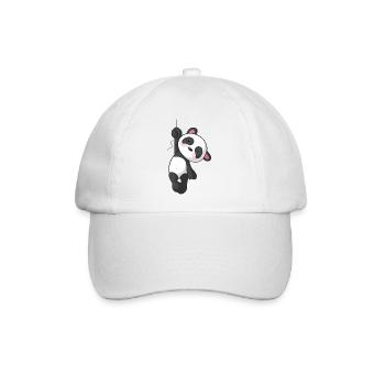 Hängender Comic Panda - Baseballkappe - Weiß/Weiß - Vorne