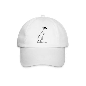 Sitzender Windhund - Baseballkappe - Weiß/Weiß - Vorne
