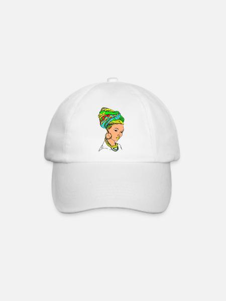 Afrika - Coole Farben Afrika Amazigh Frau Gesicht - Baseballkappe - Weiß/Weiß