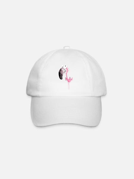Lustiger Flamingo - Flamingos - Vogel - Comic - Baseballkappe - Weiß/Weiß