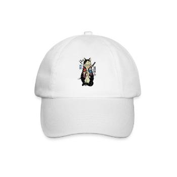 samurai cat - maneki neko - Baseballkappe - Weiß/Weiß - Vorne