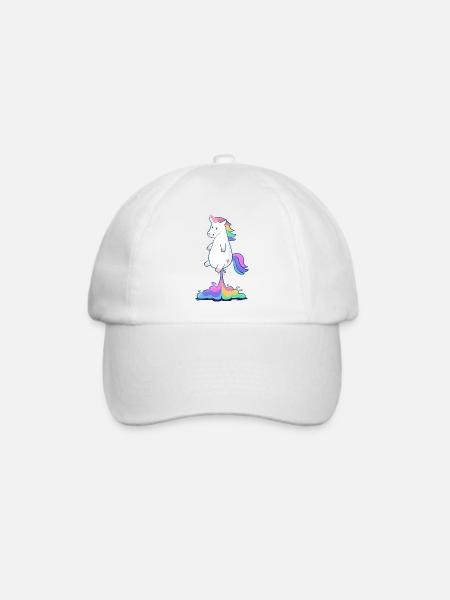 Pupsendes Regenbogen Einhorn - Baseballkappe - Weiß/Weiß