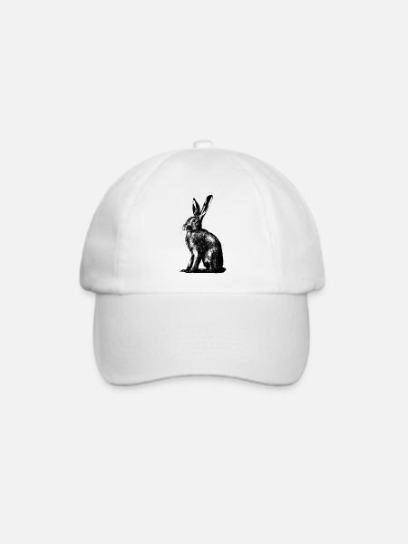 Feldhase / european hare / rabbit - Baseballkappe - Weiß/Weiß