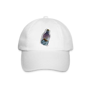 Schiff Flasche Meer Sticker Seefahrt Segelschiff - Baseballkappe - Weiß/Weiß - Vorne