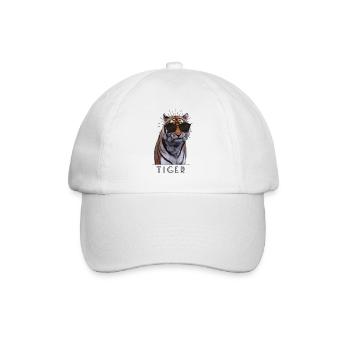 Tiger kühlen Brille lustig - Baseballkappe - Weiß/Weiß - Vorne