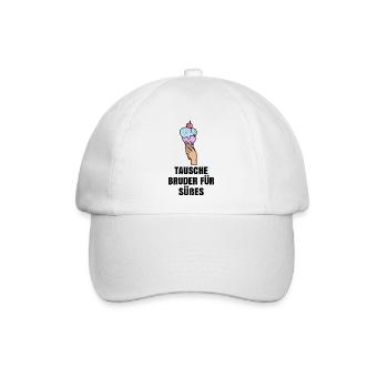 Eis Lecker Nachspeise Lustig Statement Süßigkeiten - Baseballkappe - Weiß/Weiß - Vorne
