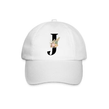 Buchstabe J blühte - Baseballkappe - Weiß/Weiß - Vorne