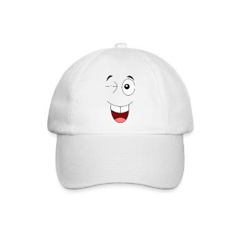 Zwinker Gesicht - Baseballkappe - Weiß/Weiß - Vorne
